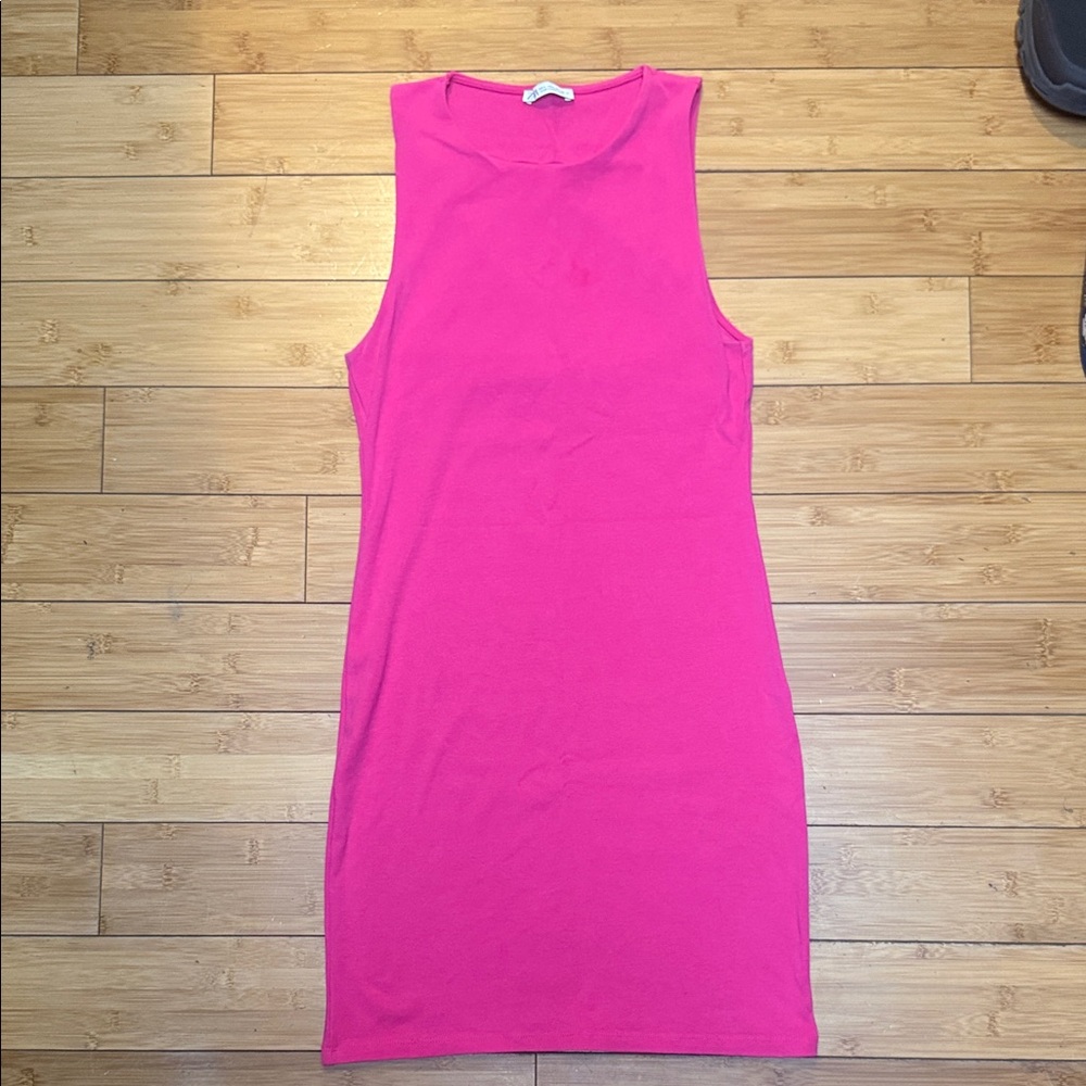 ZARA Bright Pink Sleeveless Bodycon Dress
